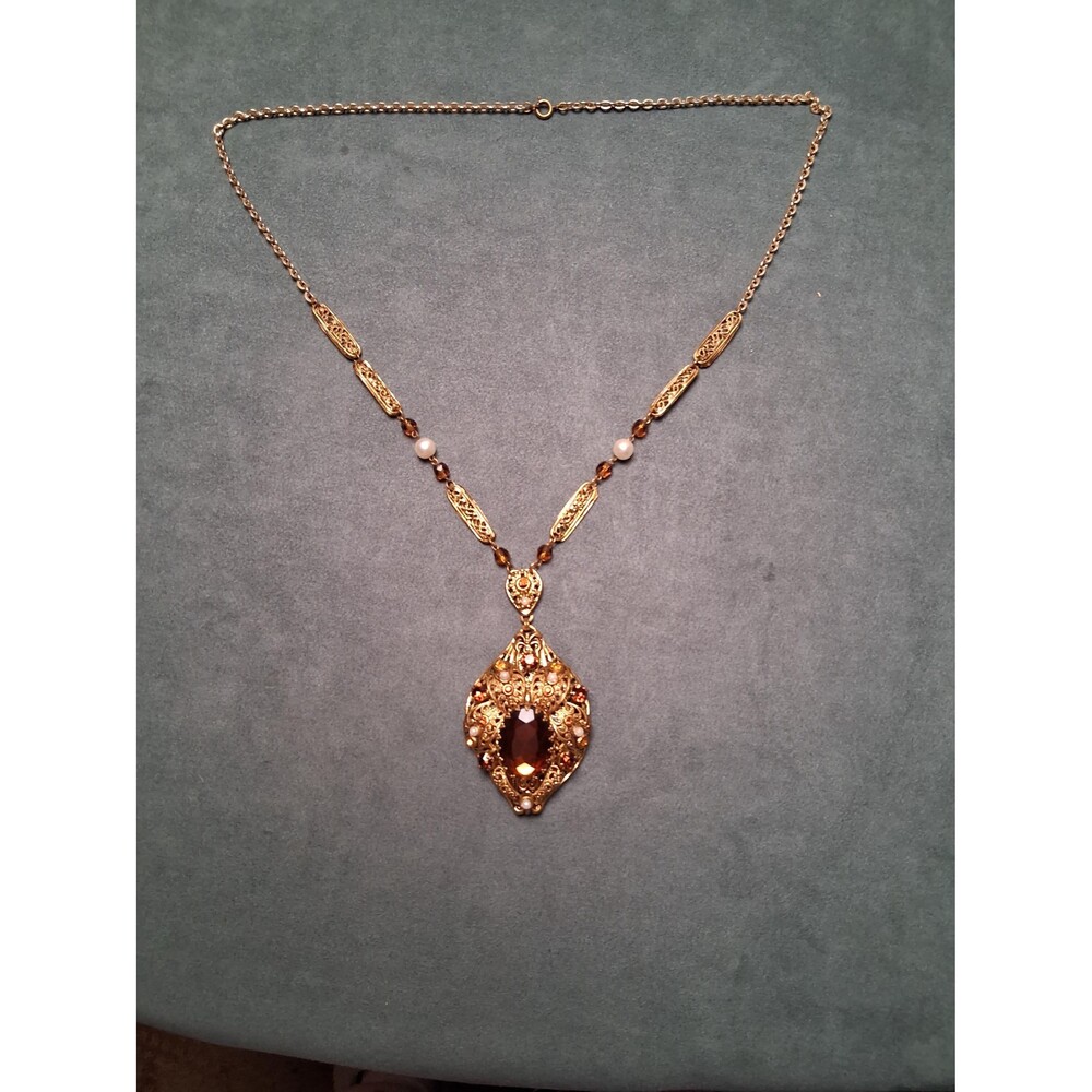 Vintage Topaz Rhinestone Necklace West Germany? - Picture 9 of 9